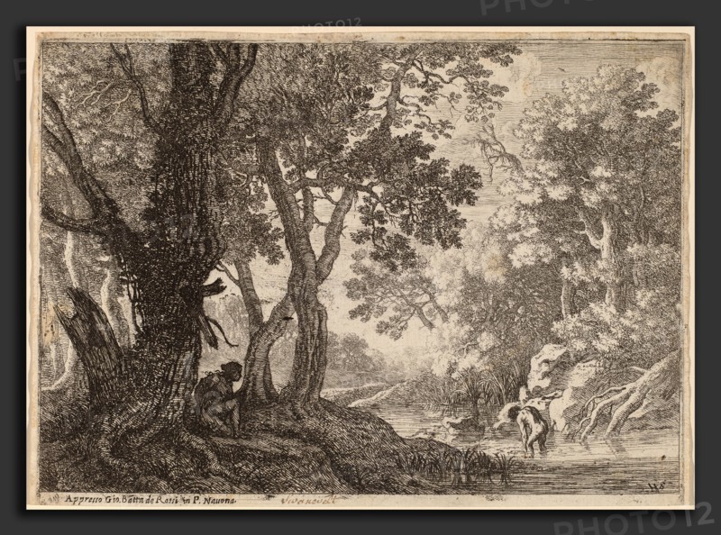 Herman van Swanevelt (Dutch, c. 1600 - 1655), Salmacis and Hermaphroditus, etching