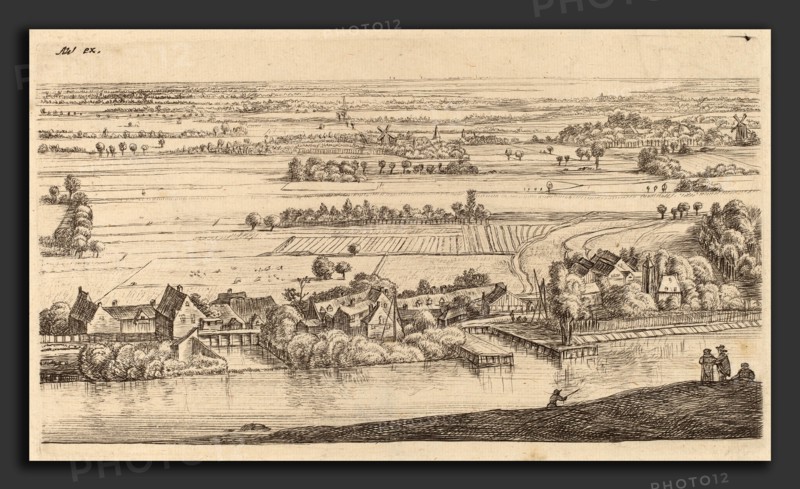 Johannes Ruisscher (reworked by Anthonie Waterloo) (Dutch, c. 1625 - after 1675), Village beside a Canal, second half 17th century, engraving on laid paper