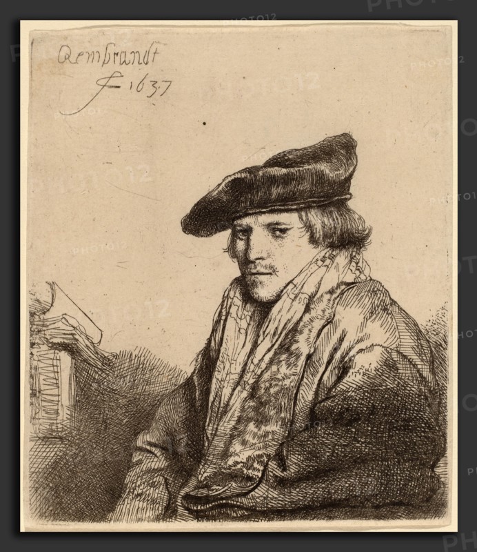 Rembrandt van Rijn (Dutch, 1606 - 1669), Young Man in a Velvet Cap (Ferdinand Bol?), 1637, etching