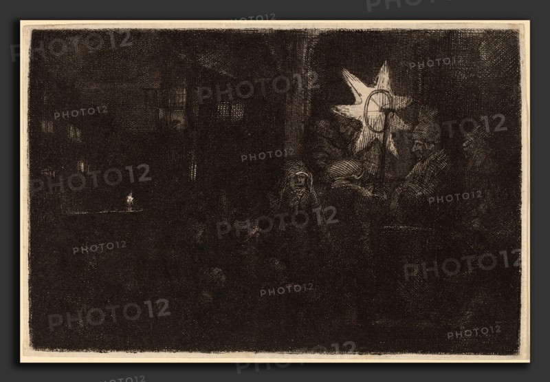 Rembrandt van Rijn (Dutch, 1606 - 1669), The Star of the Kings: a Night Piece, c. 1651, etching, with a few touches of drypoint