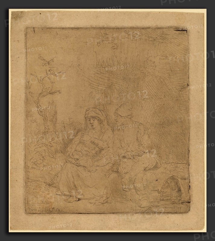 Rembrandt van Rijn (Dutch, 1606 - 1669), The Rest on the Flight: Lightly Etched, 1645, etching, with touches of drypoint
