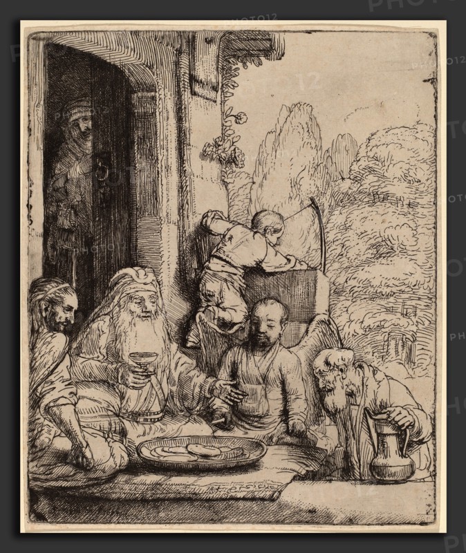 Rembrandt van Rijn (Dutch, 1606 - 1669), Abraham Entertaining the Angels, 1656, etching and drypoint