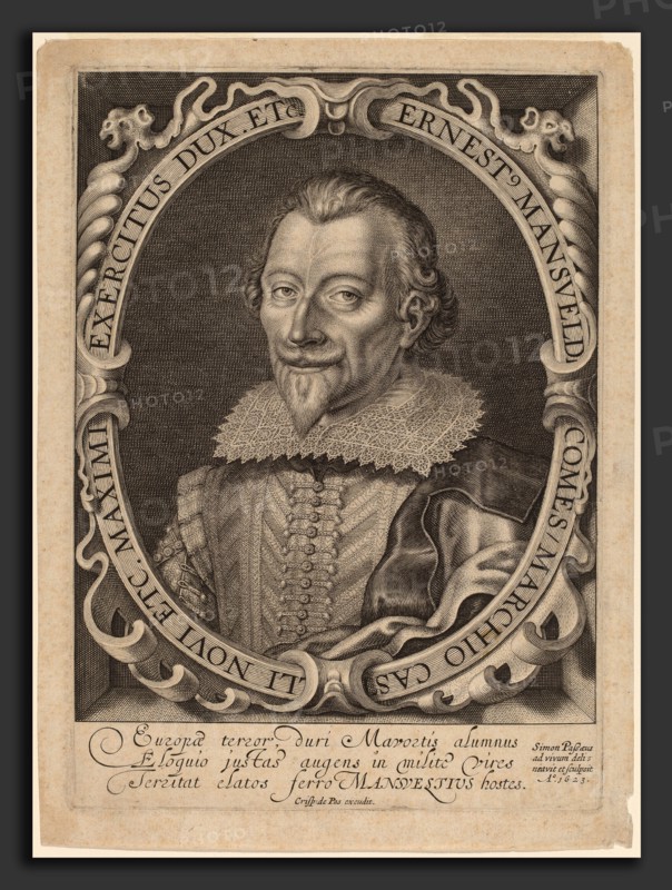 Simon de Passe (German, c. 1595 - 1647), Count Ernest Mansfeld, 1623, engraving on laid paper