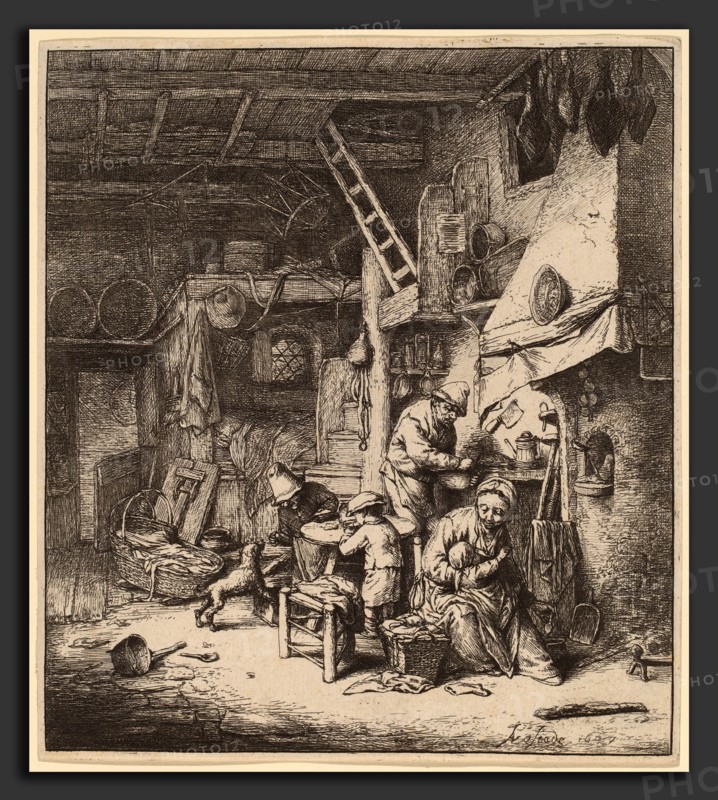 Adriaen van Ostade (Dutch, 1610 - 1685), Peasant Family, 1647, etching