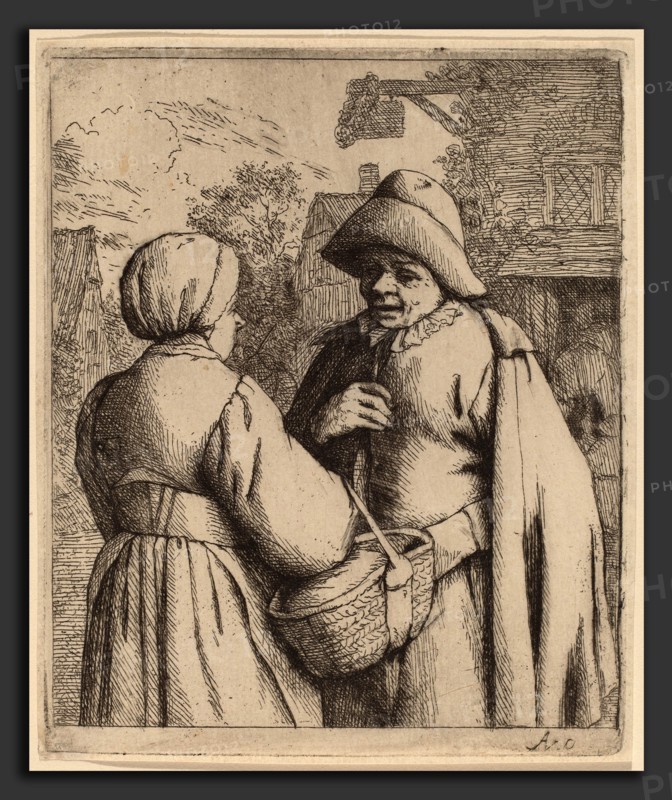 Adriaen van Ostade (Dutch, 1610 - 1685), Man and Woman Conversing, probably 1673, etching