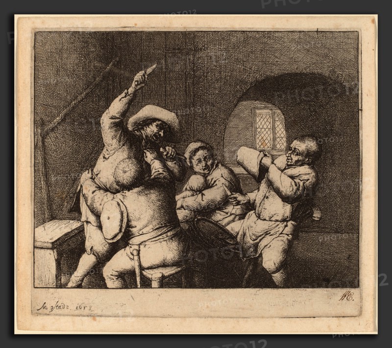 Adriaen van Ostade (Dutch, 1610 - 1685), Peasants' Quarrel, 1653, etching