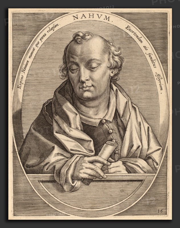 Theodor Galle after Jan van der Straet (Flemish, c. 1571 - 1633), Nahum, published 1613, engraving on laid paper