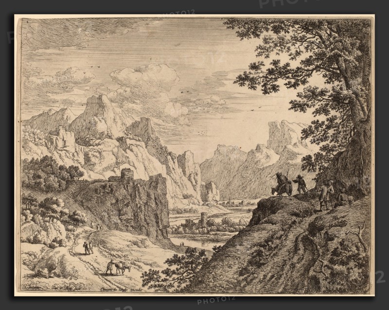 Jan van Aken after Herman Saftleven (Dutch, 1614 - 1661), View of the River Rhine, etching