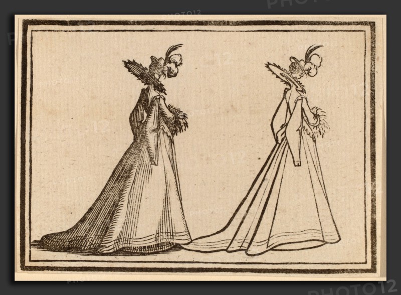 Edouard Eckman after Jacques Callot (Flemish, born c. 1600), Lady in a Large Coat, 1621, woodcut