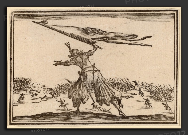 Edouard Eckman after Jacques Callot (Flemish, born c. 1600), Standard Bearer, 1621, woodcut