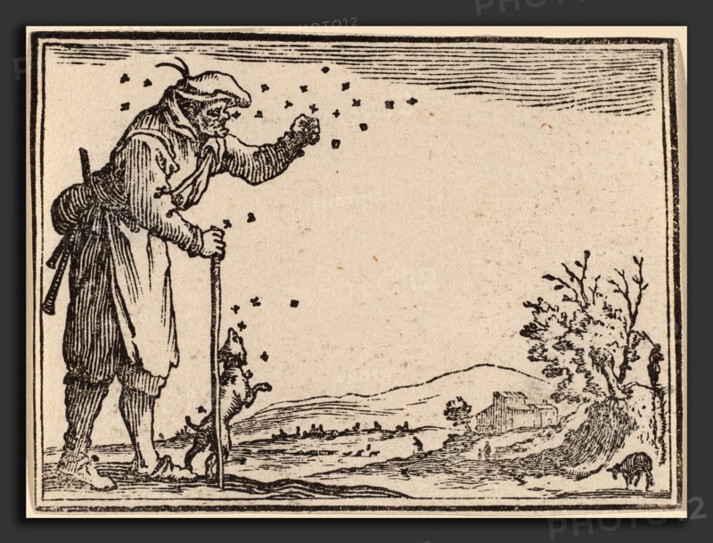 Edouard Eckman after Jacques Callot (Flemish, born c. 1600), Peasant Attacked by Bees, 1621, woodcut