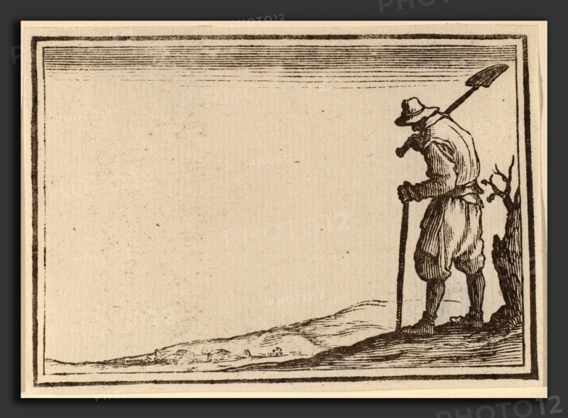 Edouard Eckman after Jacques Callot (Flemish, born c. 1600), Peasant with Shovel on His Shoulder, 1621, woodcut