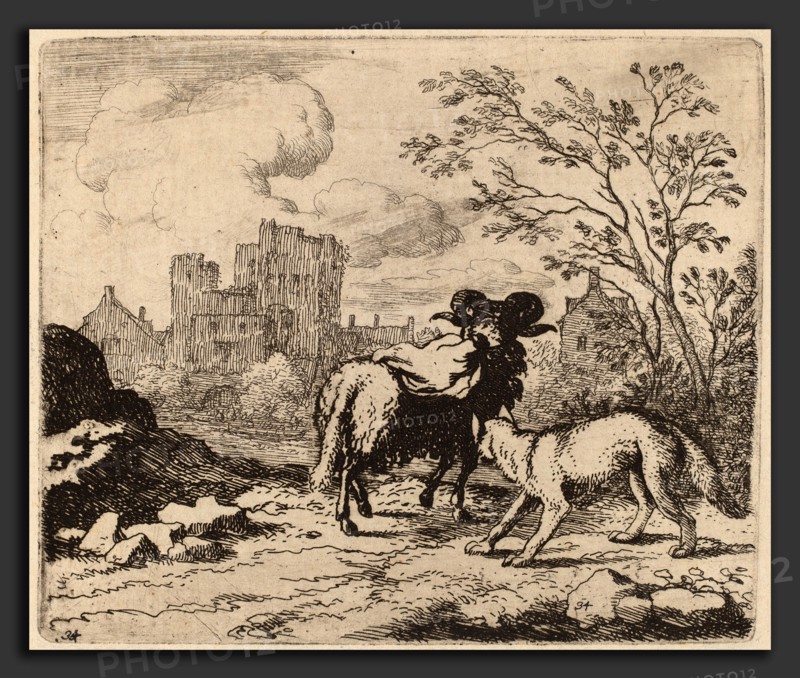 Allart van Everdingen (Dutch, 1621 - 1675), Reynard Asks the Ram to Deliver a Document, probably c. 1645-1656, etching