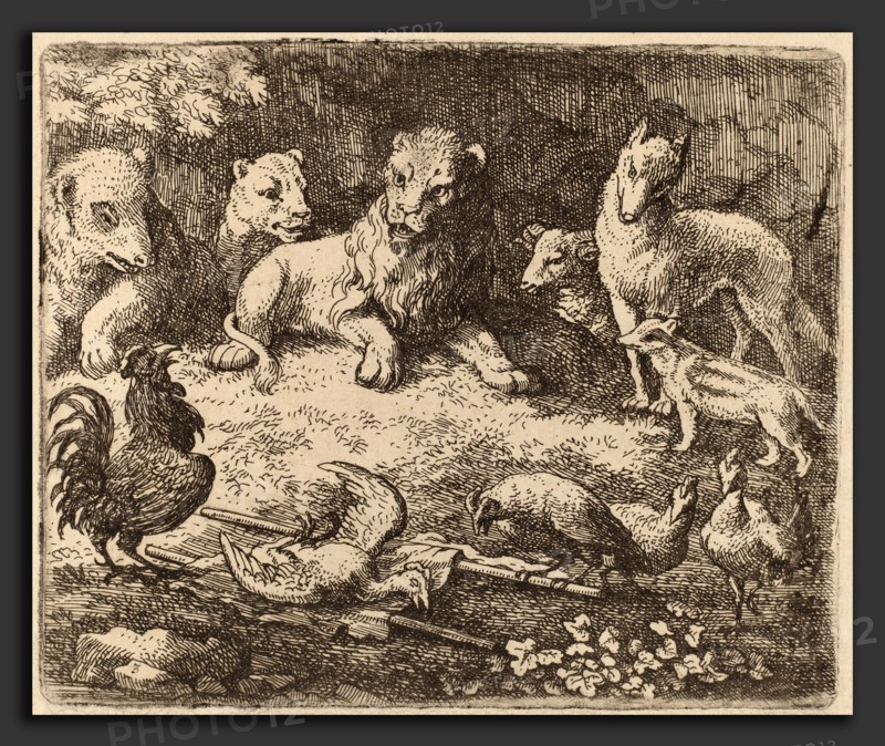 Allart van Everdingen (Dutch, 1621 - 1675), The Rooster Charges Reynard, probably c. 1645-1656, etching