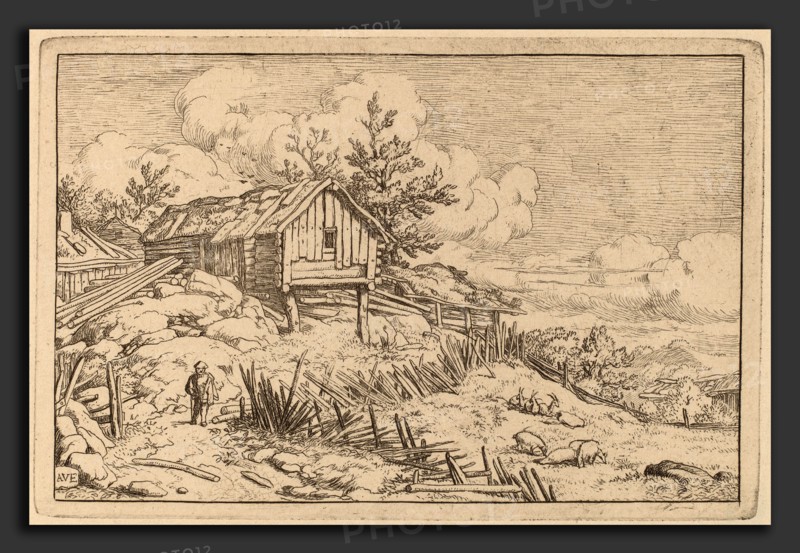 Allart van Everdingen (Dutch, 1621 - 1675), Man near Entry of a Ruinous Hedge, probably c. 1645-1656, etching