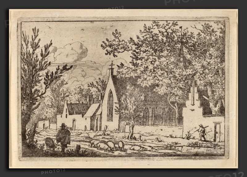 Allart van Everdingen (Dutch, 1621 - 1675), Swine Herd near a Chapel, probably c. 1645-1656, etching