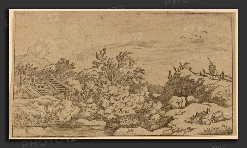 Allart van Everdingen (Dutch, 1621 - 1675), Goat Herd on a Hill, probably c. 1645-1656, etching with engraving