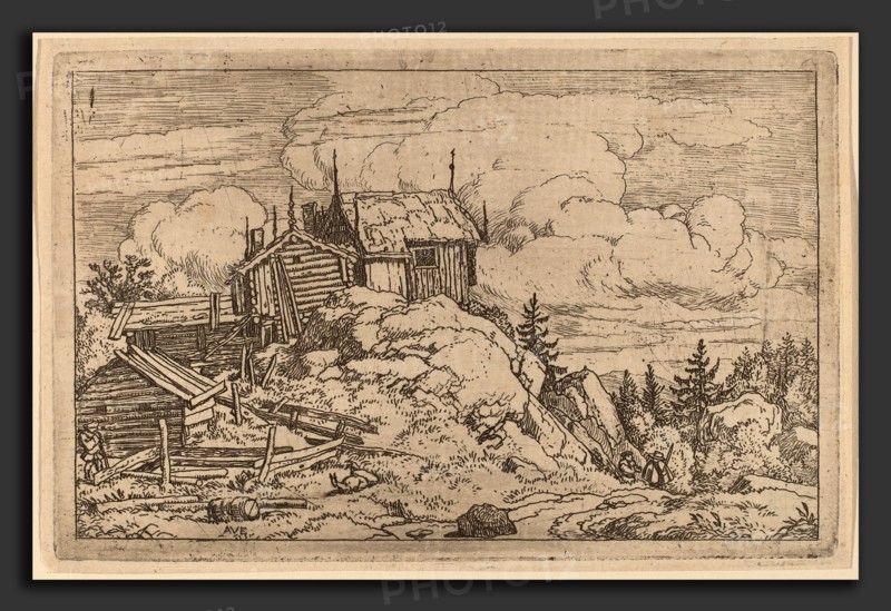 Allart van Everdingen (Dutch, 1621 - 1675), Hamlet on a Hill, probably c. 1645-1656, etching