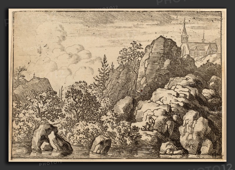 Allart van Everdingen (Dutch, 1621 - 1675), Church on a Hill, probably c. 1645-1656, etching with engraving