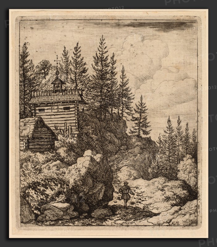 Allart van Everdingen (Dutch, 1621 - 1675), Chapel, probably c. 1645-1656, etching with engraving