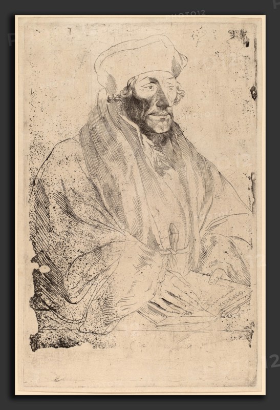 Sir Anthony van Dyck after Hans Holbein the Younger (Flemish, 1599 - 1641), Erasmus of Rotterdam, probably 1626-1641, etching