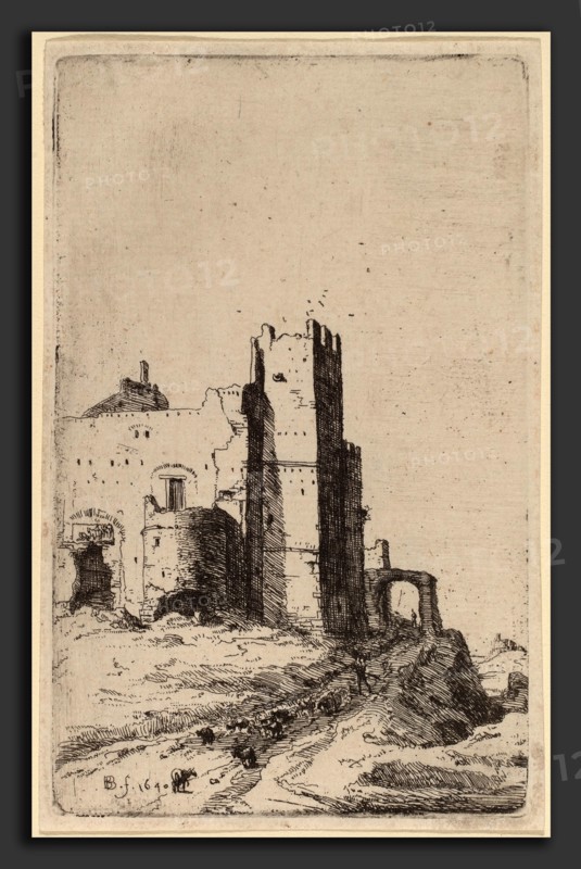 Bartholomeus Breenbergh (Dutch, probably 1599 - 1657), The Town of Leoni, near Frascati, 1640, etching