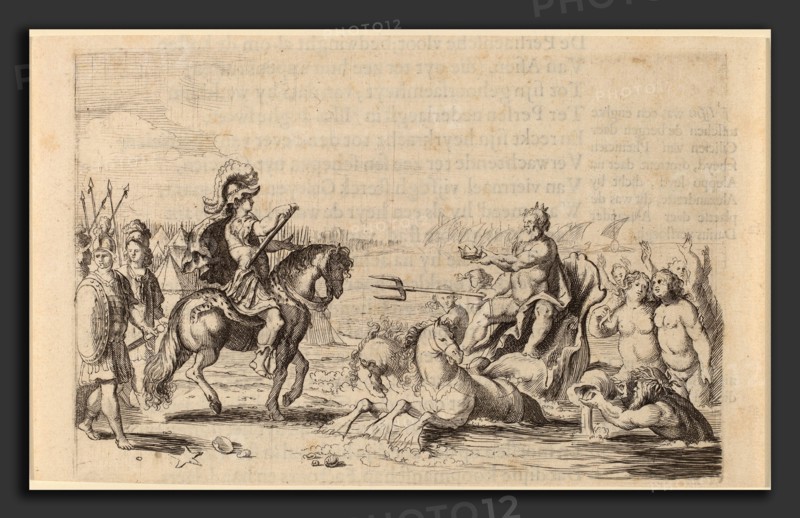 Willem Basse (Dutch, 1613 or 1614 - 1672), Alexander the Great and Neptune, 1634, etching and engraving on laid paper
