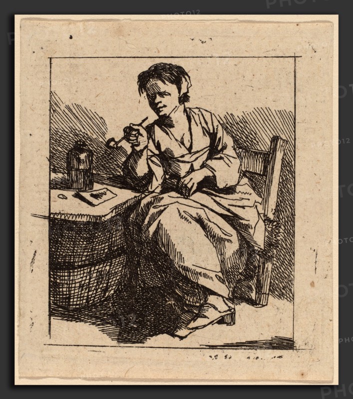 Cornelis Bega (Dutch, 1631-1632 - 1664), A Woman Smoking, etching