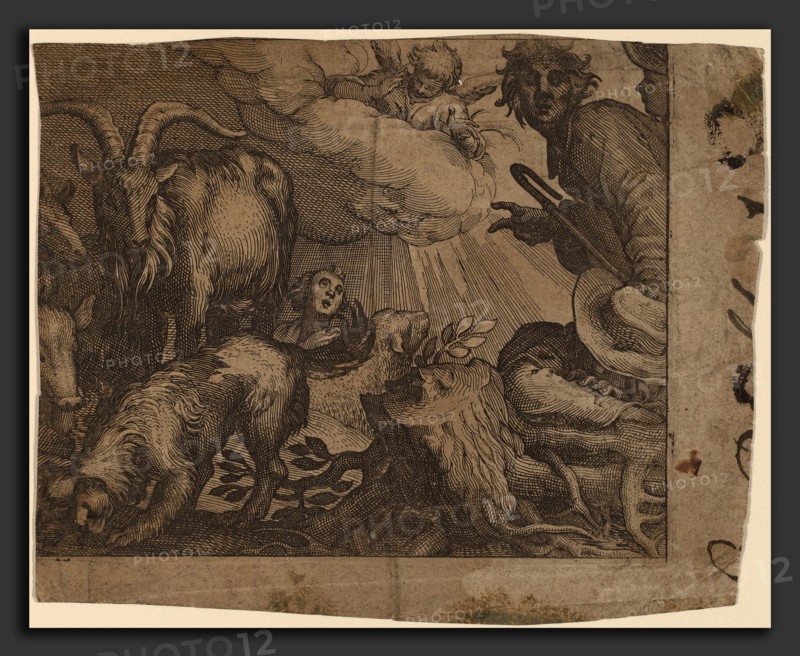Probably Netherlandish 17th Century, Annunciation to the Shepherds, probably 17th century, engraving