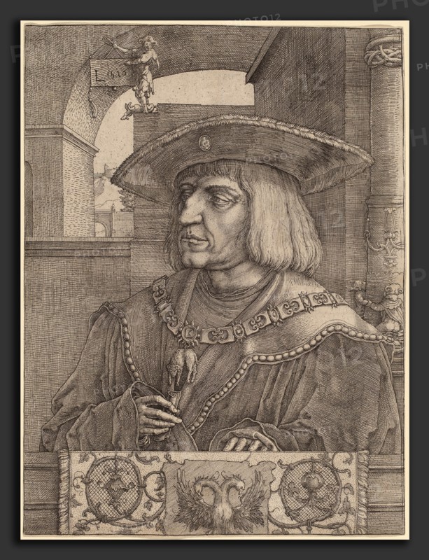 Lucas van Leyden (Netherlandish, 1489-1494 - 1533), Emperor Maximilian I, 1520, engraving and etching