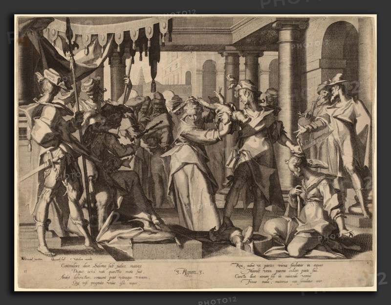 Willem Swanenburgh after Joachim Anthonisz Wtewael (Dutch, 1581-1582 - 1612), The Judgment of Solomon, c. 1600, engraving on laid paper