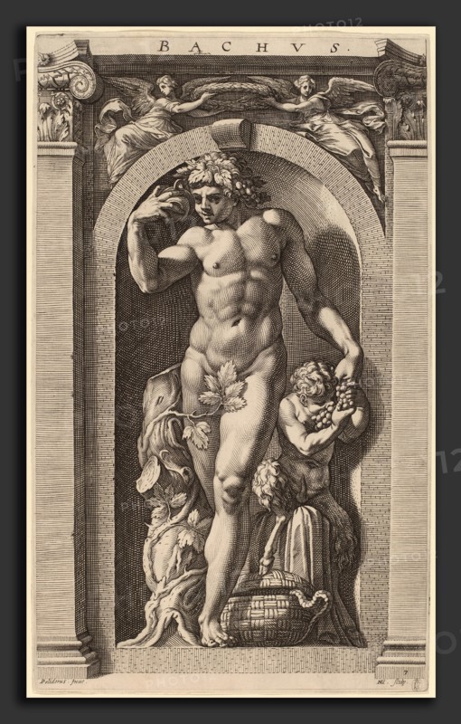Hendrik Goltzius after Polidoro da Caravaggio (Dutch, 1558 - 1617), Bacchus, probably 1592, engraving