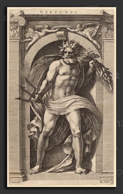 Hendrik Goltzius after Polidoro da Caravaggio (Dutch, 1558 - 1617), Neptune, probably 1592, engraving