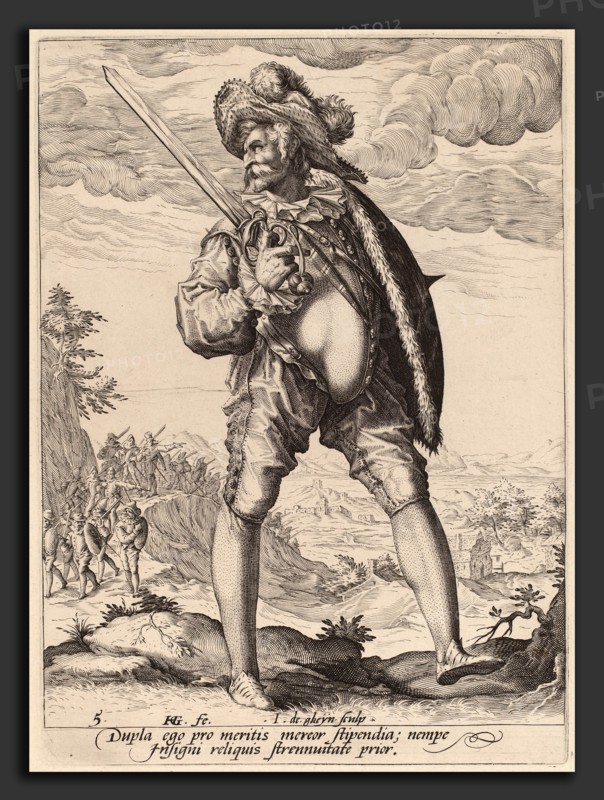 Jacques de Gheyn II after Hendrik Goltzius (Dutch, 1565 - 1629), Standard Bearer, 1587, engraving on laid paper