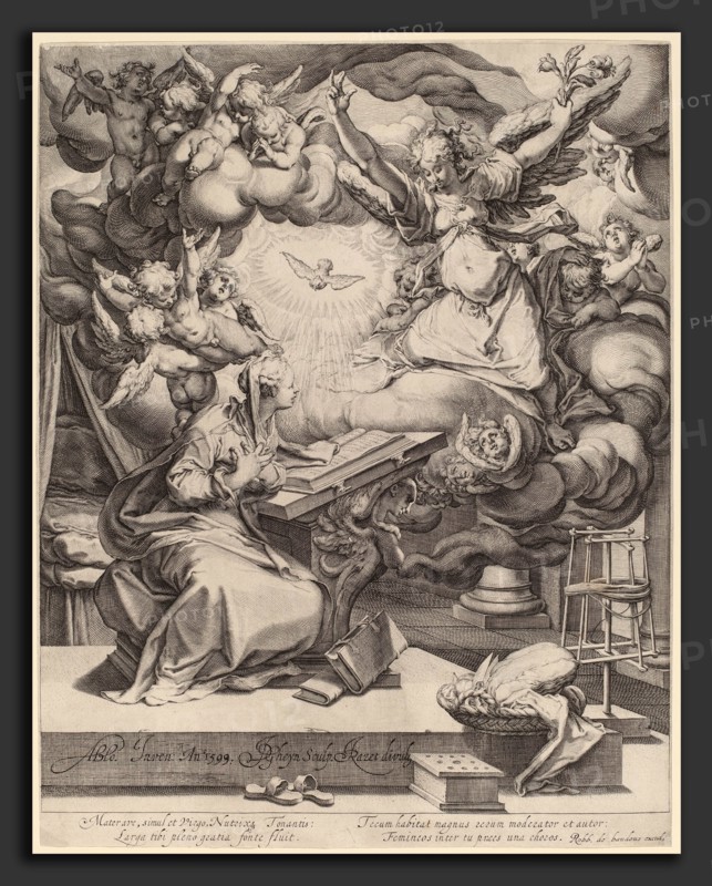 Jacques de Gheyn II after Abraham Bloemaert (Dutch, 1565 - 1629), The Annunciation, 1599, engraving on laid paper