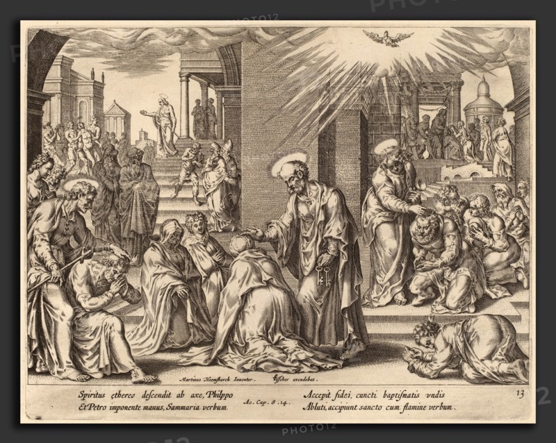 Philip Galle after Maerten van Heemskerck (Flemish, 1537 - 1612), The People of Samaria Receive the Word of God, engraving