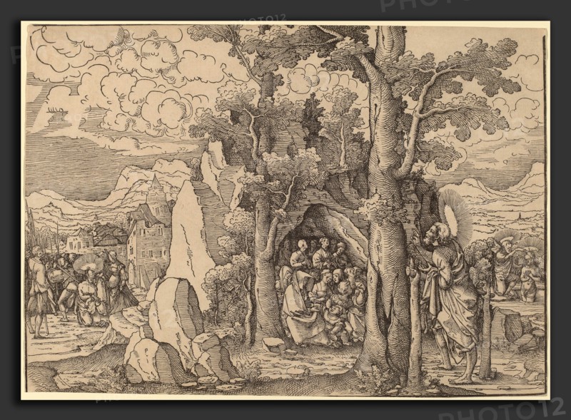 Frans Crabbe van Espleghem (Flemish, c. 1480 - 1552), Saint John the Baptist Preaching, possibly c. 1530, woodcut
