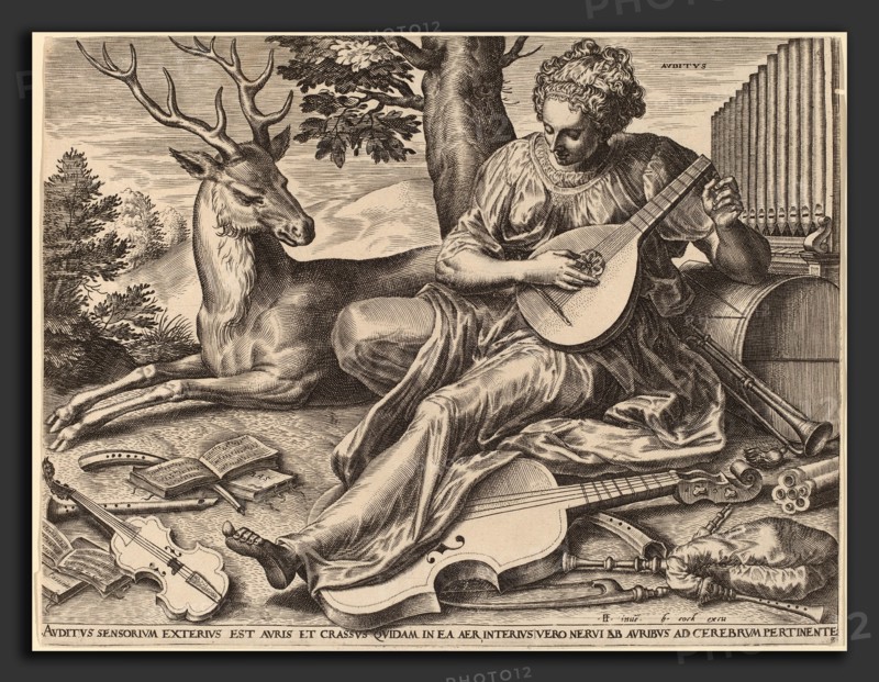 Cornelis Cort after Frans Floris I (Netherlandish, 1533 - 1578), Auditus, 1561, engraving