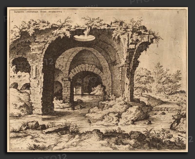 Hieronymus Cock (Flemish, c. 1510 - 1570), View of Unidentified Ruins, probably 1550, etching on laid paper