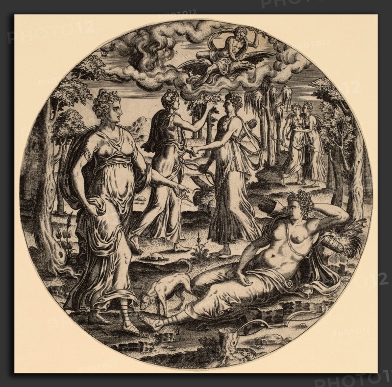 Abraham de Bruyn (Flemish, 1540 - 1587), Diana and Her Nymphs in a Garden, 1569, engraving