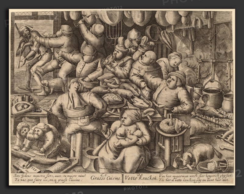 Hans Liefrinck I after Pieter Bruegel the Elder (Flemish, probably 1518 - 1573), The Fat Kitchen, in or after 1563, engraving