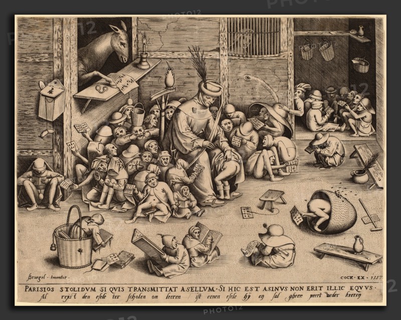 Pieter van der Heyden after Pieter Bruegel the Elder (Flemish, active c. 1551-1572), The Ass at School, 1557, engraving