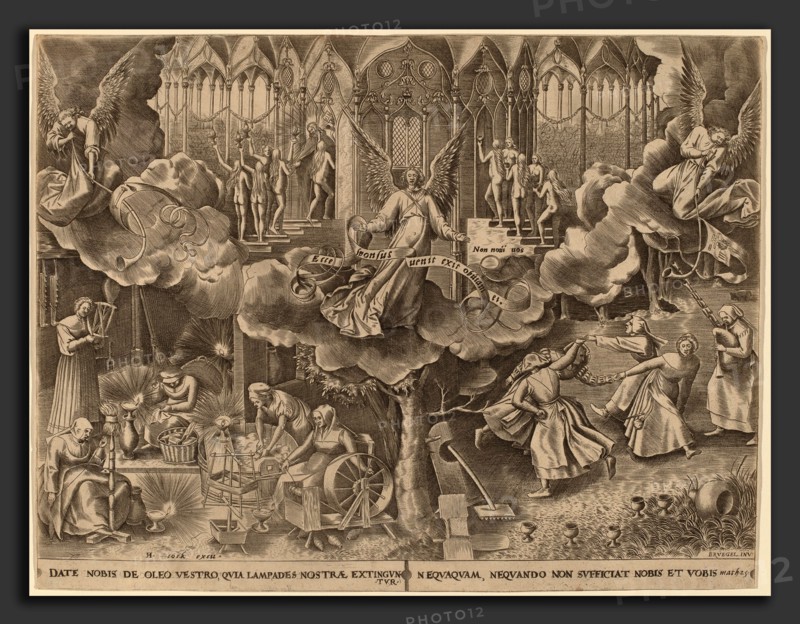 Attributed to Philip Galle after Pieter Bruegel the Elder (Flemish, 1537 - 1612), The Parable of the Wise and Foolish Virgins, engraving