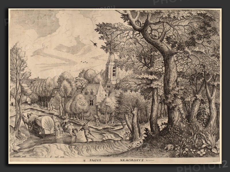 Johannes and Lucas van Doetechum after Pieter Bruegel the Elder (Dutch, died 1605), Pagus Nemorosus (Wooded Village), c. 1555-1557, etching and engraving
