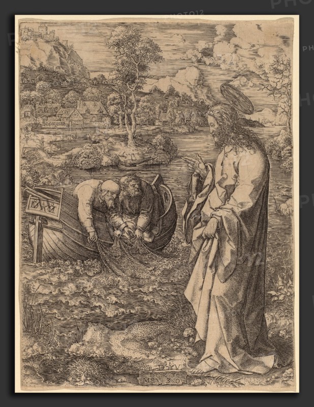 Dirk Jacobsz Vellert (Flemish, active 1511-1544), Christ Summoning Peter, 1523, engraving