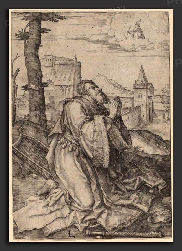 Lucas van Leyden (Netherlandish, 1489-1494 - 1533), David Praying, c. 1508, engraving