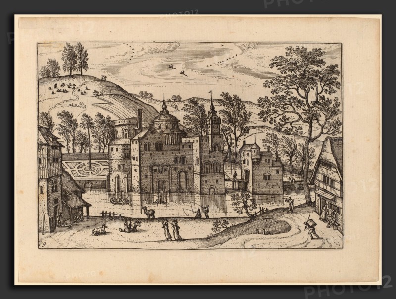 Carel Collaert (Flemish, active c. 1650), Castle with a Moat, published in or before 1676, etching retouched with engraving