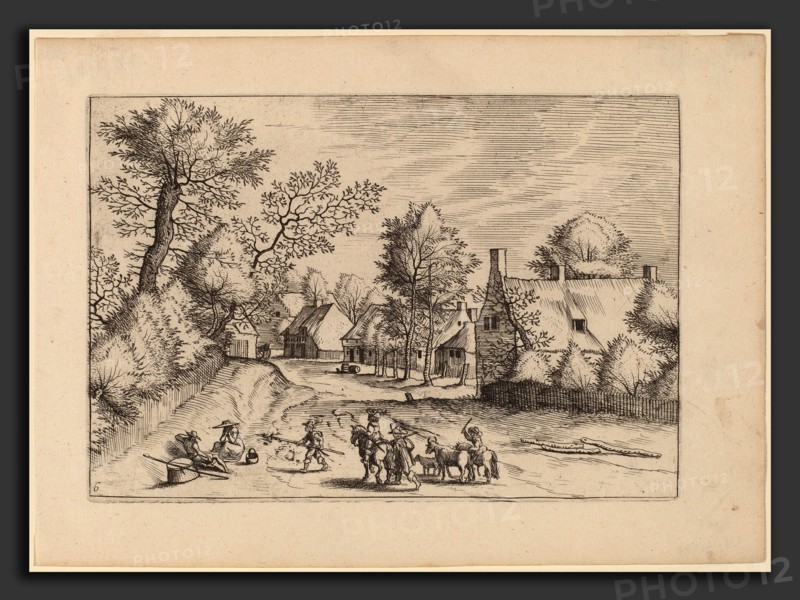 Johannes van Doetechum, the Elder and Lucas van Doetechum after Master of the Small Landscapes (Dutch, died 1605), Village Road, published in or before 1676, etching retouched with engraving