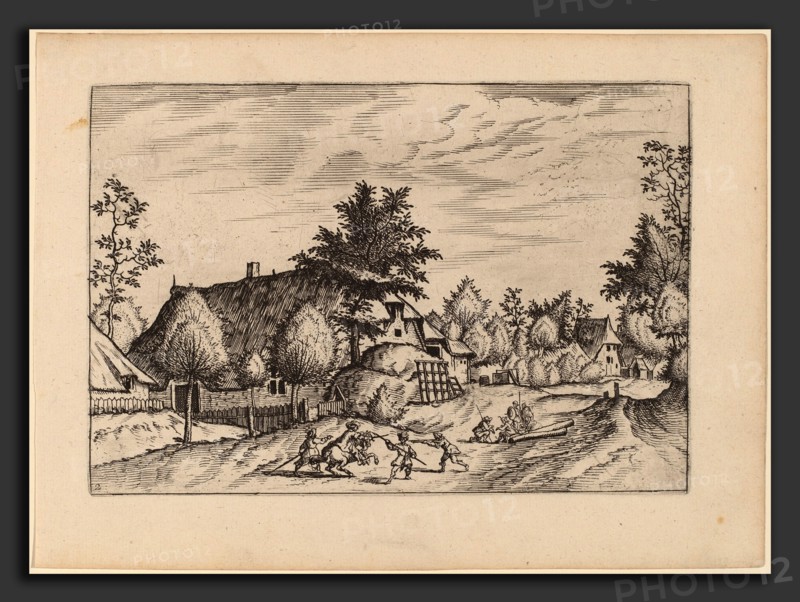 Johannes van Doetechum, the Elder and Lucas van Doetechum after Master of the Small Landscapes (Dutch, died 1605), Village Street, published in or before 1676, etching retouched with engraving