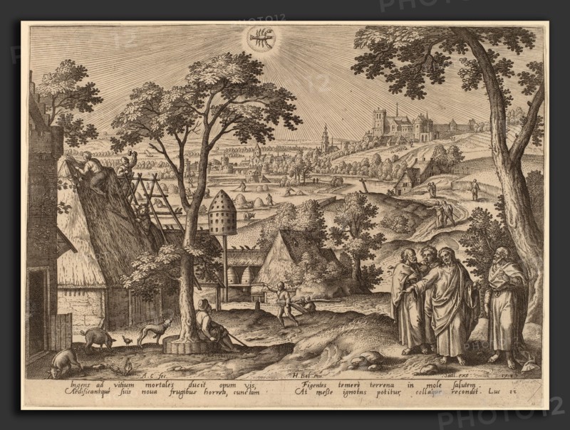 Adriaen Collaert after Hans Bol (Flemish, c. 1560 - 1618), "He that layeth up treasure for himself" (Cancer), 1585, engraving